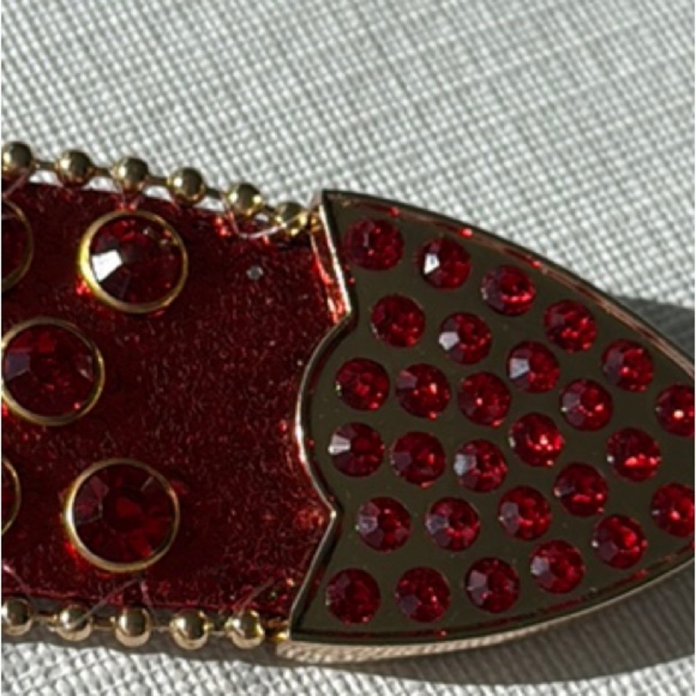 Miami Boutique Red Stuffed Belt with Gold Accents - Picture 6 of 7